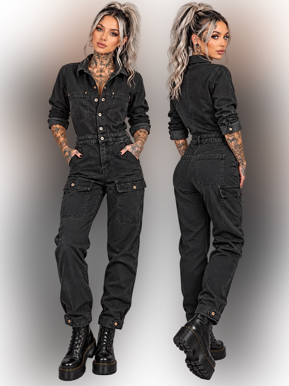 Zara Denim Utility Coveralls